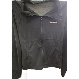 Eddie Bauer Size XXXL (20) Black Light Jacket/Zipper Active Shirt Thumbholes